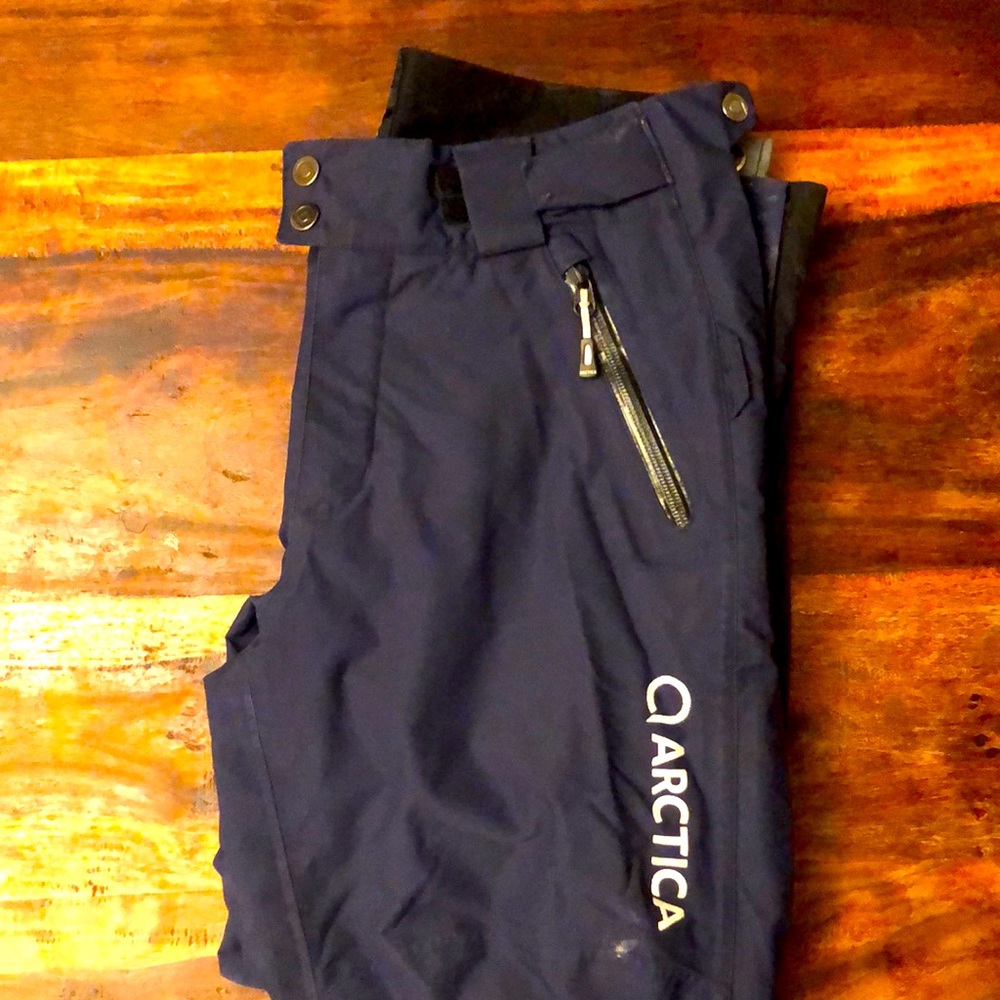 Youth ski pants.  Side zip easy on and off for your young ski racer/free-rider.